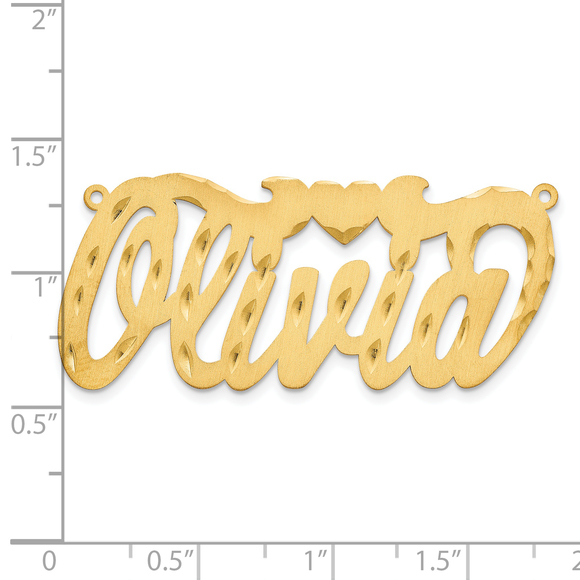 Sterling Silver/Gold-plated Satin Diamond-cut with Heart Name Plate - Picture 4 of 4